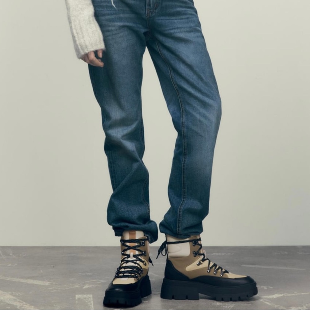 Zara combo ankle boots lace closure blogger favorite - Picture 5 of 6